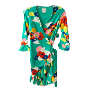 Julie Brown Skylar Green Floral Wrap Dress